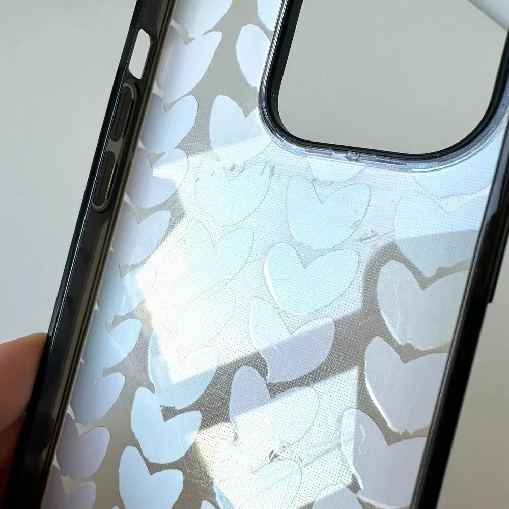 CASETiFY Impact iPhone 14 Pro Polka Daub Hearts Case Glossy Black
